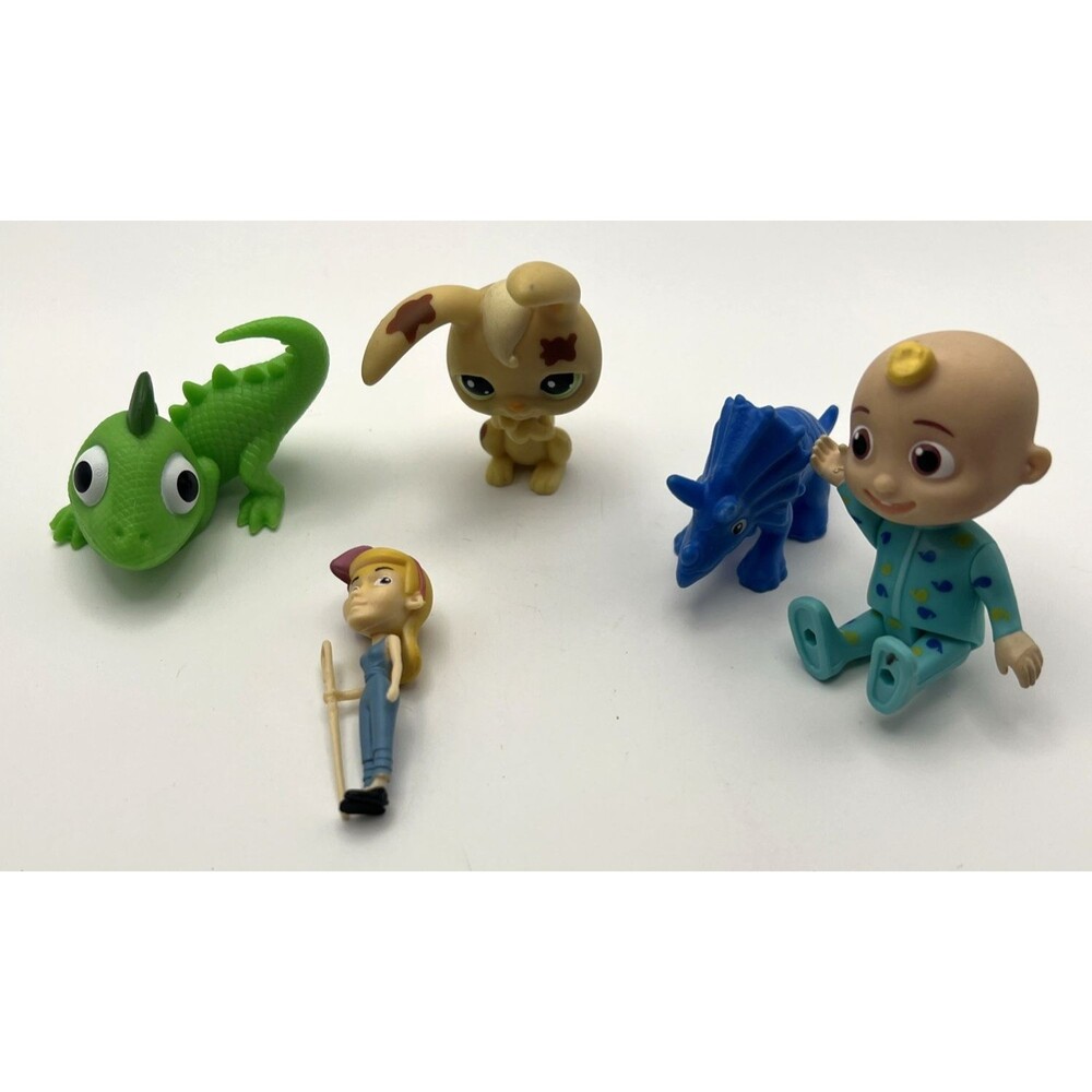 Mixed Toy Lot of 5: Cocomelon Figure, Mini Bunny Bobblehead, Toy Story Figures